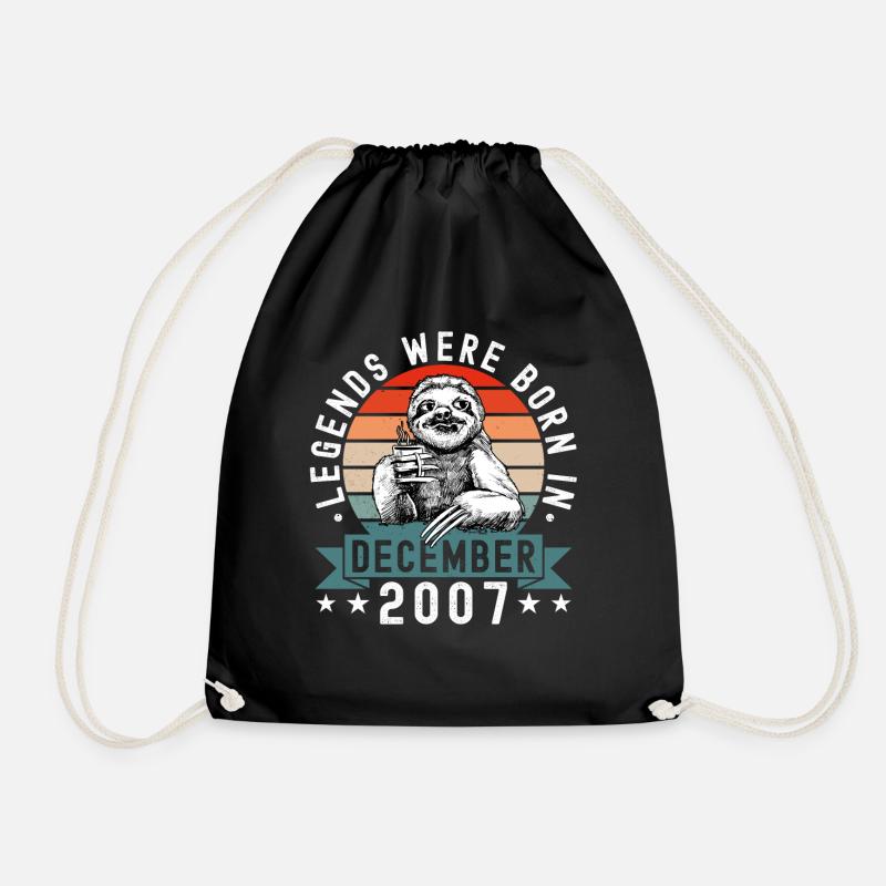 Legends Were Born In December 2007 Sloth Sloth - Drawstring Bag - black