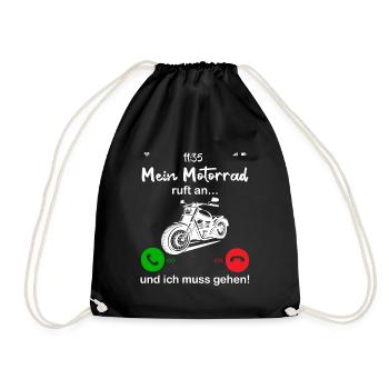 Motorrad ruft an... und ich muss gehen! - Turnbeutel - Schwarz - Vorne