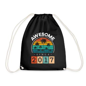 2017 Geboren Geburtstag Geburtsjahr Vintage - Turnbeutel - Schwarz - Vorne