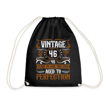 46th Birthday Vintage Retro - Drawstring Bag - black - Front
