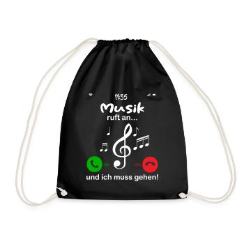 musik ruft an... und ich muss gehen - Turnbeutel - Schwarz - Vorne