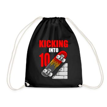 Skateboard Birthday For Boys 10th Birthday Skater - Drawstring Bag - black - Front
