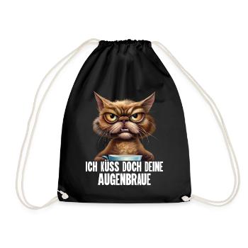 Katze Kaffee Lustige Sprüche - Turnbeutel - Schwarz - Vorne