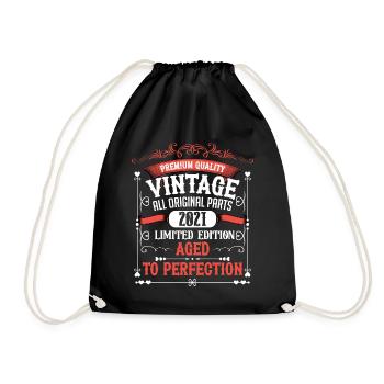 2021 Year of birth Born Birthday Vintage - Drawstring Bag - black - Front