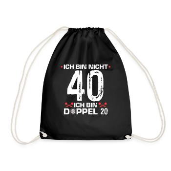 Dartspieler Geburtstag 40 Bin Doppel 20 Geschenk - Turnbeutel - Schwarz - Vorne