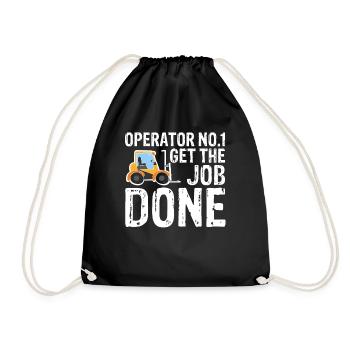 Operator No.1 Get The Job Done Kids Forklift - Drawstring Bag - black - Front