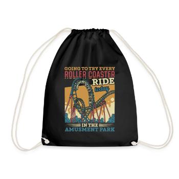 Roller coasters amusement park amusement park Vintage - Drawstring Bag - black - Front