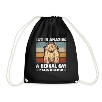 La vie est incroyable Le chat du Bengale le rend meilleur - Sac de sport léger - noir - Devant