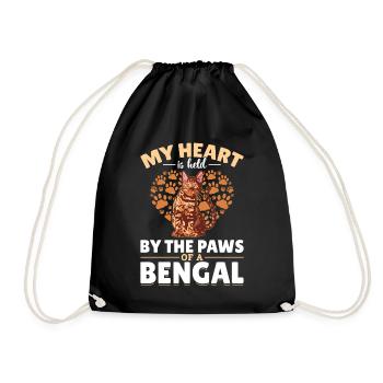 Herz Gehört Bengal Katze Geschenk Samtpfote - Turnbeutel - Schwarz - Vorne