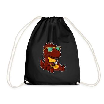T-Rex Gamer Gaming Zocken Zocker - Turnbeutel - Schwarz - Vorne
