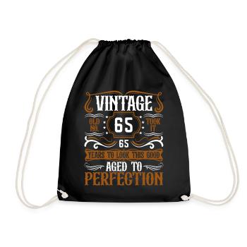 65th Birthday Vintage Retro - Drawstring Bag - black - Front
