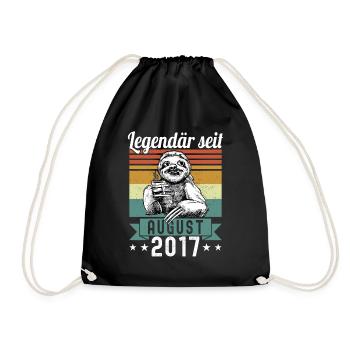 Faultier Legendär seit August 2017 Geburtstag - Turnbeutel - Schwarz - Vorne