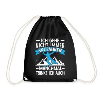 Ski Fahren Skier Skiurlaub Skiparty Bier Trinken - Turnbeutel - Schwarz - Vorne