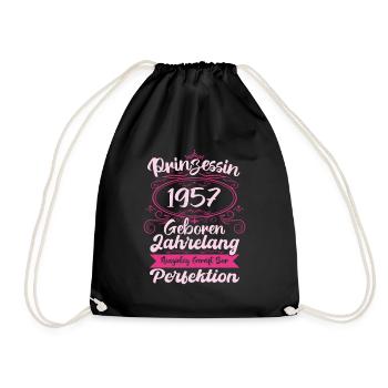 Prinzessin seit 1957 Geburtstag 1957 - Turnbeutel - Schwarz - Vorne