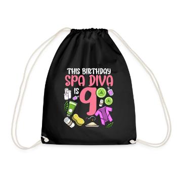 Spa Geburtstag für Mädchen 9. Spa Geburtstagsfeier - Turnbeutel - Schwarz - Vorne