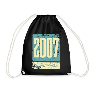 2007 Geboren Geburtstag Geburtsjahr - Turnbeutel - Schwarz - Vorne