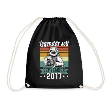 Faultier Legendär seit September 2017 Geburtstag - Turnbeutel - Schwarz - Vorne