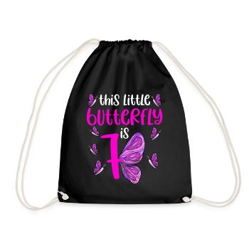 Butterfly Birthday 7th Butterfly Birthday Party - Drawstring Bag - black - Front