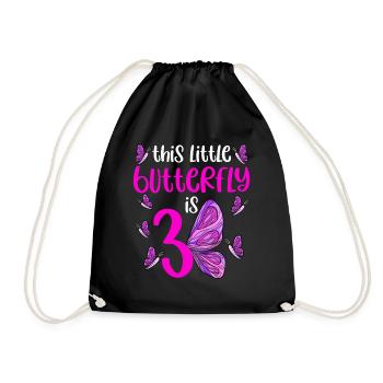 Butterfly Birthday 3rd Butterfly Birthday Party - Drawstring Bag - black - Front