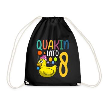 Duck Birthday Party Kids 8th Birthday Duck - Drawstring Bag - black - Front