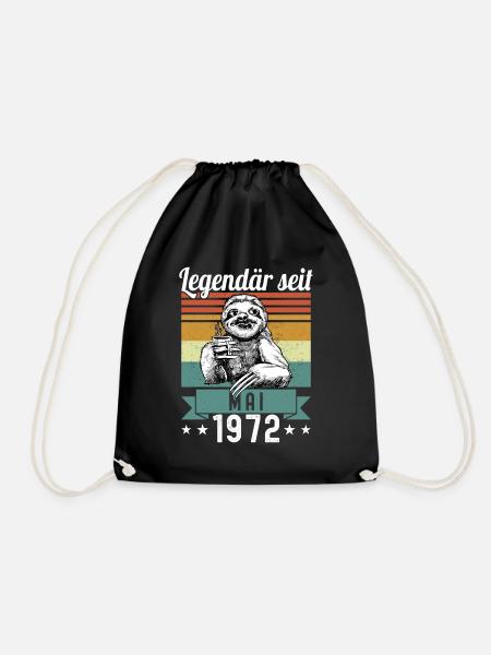 Faultier Legendär seit Mai 1972 Geburtstag - Turnbeutel - Schwarz