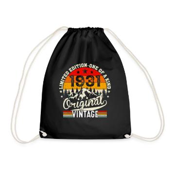 Classic car built in 1931 born birthday saying - Drawstring Bag - black - Front