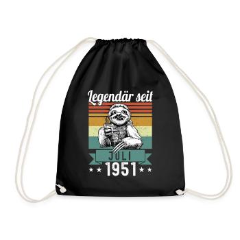 Sloth Legendary since July 1951 birthday - Drawstring Bag - black - Front