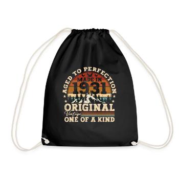 Classic car built in 1931 born birthday saying - Drawstring Bag - black - Front