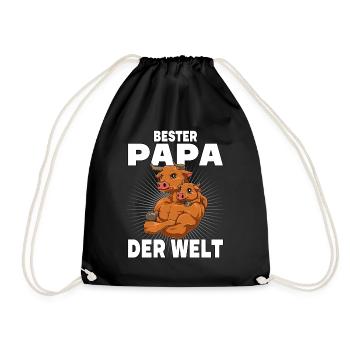 Bester Papa der Welt Vatertag Vater Bulle Stier - Turnbeutel - Schwarz - Vorne