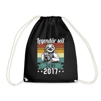 Faultier Legendär seit Juni 2017 Geburtstag - Turnbeutel - Schwarz - Vorne