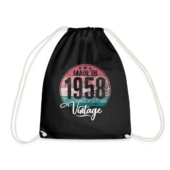 Vintage Made in 1958 Geburtsjahr 1958 Geburtstag - Turnbeutel - Schwarz - Vorne