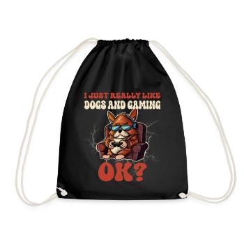 Gaming Gamer Gaming Gaming Dog - Drawstring Bag - black - Front