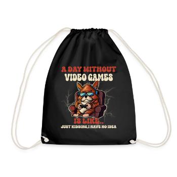 Dog Gaming Gamer Gaming Gamer - Drawstring Bag - black - Front