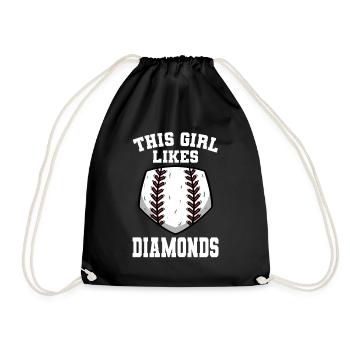 Baseball For Girl Baseball Softball Girl - Drawstring Bag - black - Front