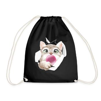 Chat Gomme à mâcher Mignon Félin - Sac de sport léger - noir - Devant