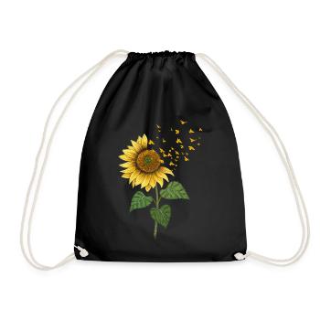 Sonnenblumen Vögel Niedlich Floral - Turnbeutel - Schwarz - Vorne