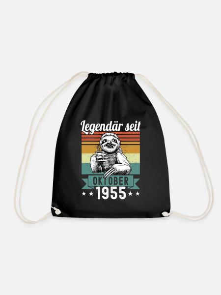 Faultier Legendär seit Oktober 1955 Geburtstag - Turnbeutel - Schwarz