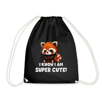 I Know I Am Super Cute Roter Panda - Turnbeutel - Schwarz - Vorne