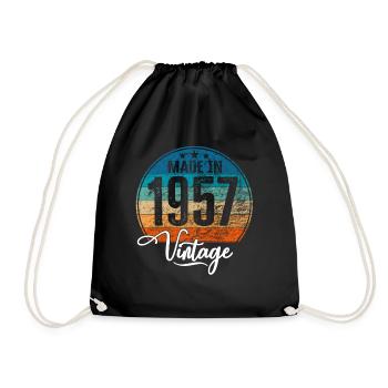 Millésime Fabriqué en 1957 Année de naissance 1957 Anniversaire - Sac de sport léger - noir - Devant