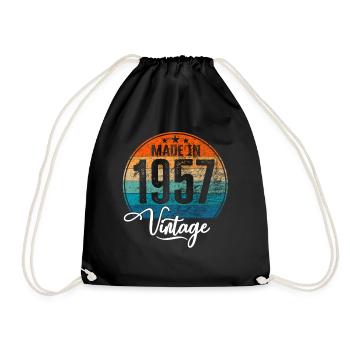 Millésime Fabriqué en 1957 Année de naissance 1957 Anniversaire - Sac de sport léger - noir - Devant