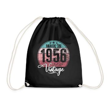 Vintage Made in 1956 Geburtsjahr 1956 Geburtstag - Turnbeutel - Schwarz - Vorne