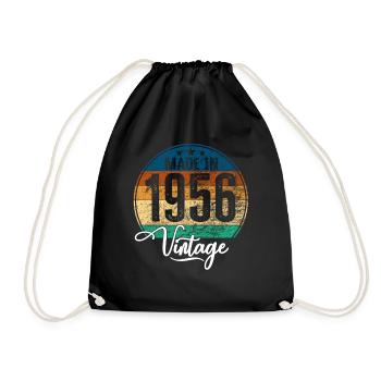 Vintage Made in 1956 Geburtsjahr 1956 Geburtstag - Turnbeutel - Schwarz - Vorne