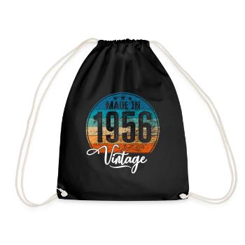 Vintage Made in 1956 Geburtsjahr 1956 Geburtstag - Turnbeutel - Schwarz - Vorne