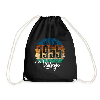 Vintage Made in 1955 Year of birth 1955 Birthday - Drawstring Bag - black - Front