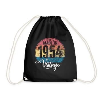 Vintage Made in 1954 Geburtsjahr 1954 Geburtstag - Turnbeutel - Schwarz - Vorne