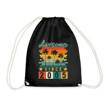 2005 Born Birthday Year of birth vintage - Drawstring Bag - black - Front