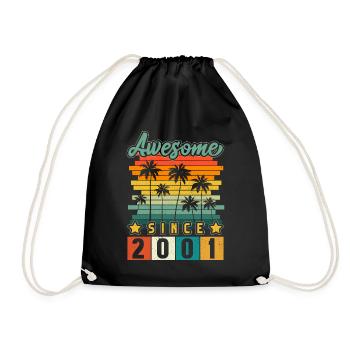 2001 Born Birthday Year of birth vintage - Drawstring Bag - black - Front
