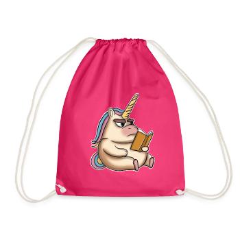 Einhorn Lesen Bücher - Turnbeutel - Fuchsia - Vorne