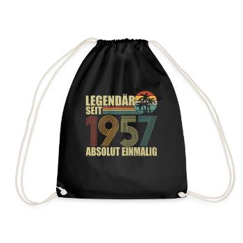 Oldtimer Baujahr 1957 Jahrgang Geburtstag Geschenk - Turnbeutel - Schwarz - Vorne