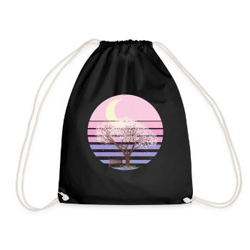 Kirschblüte Japanisch Pastell Goth Moon - Turnbeutel - Schwarz - Vorne